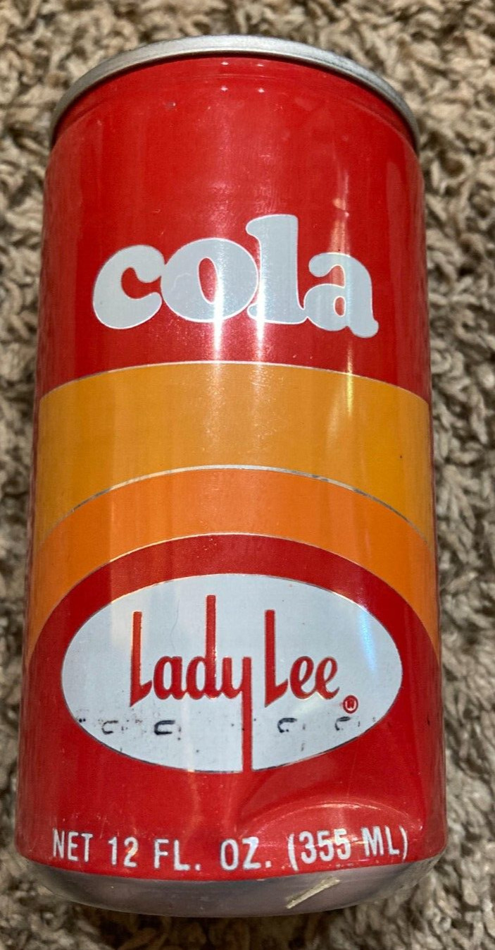 VINTAGE LADY LEE COLA - POP TAB ALUMINUM SODA CAN - DENTED