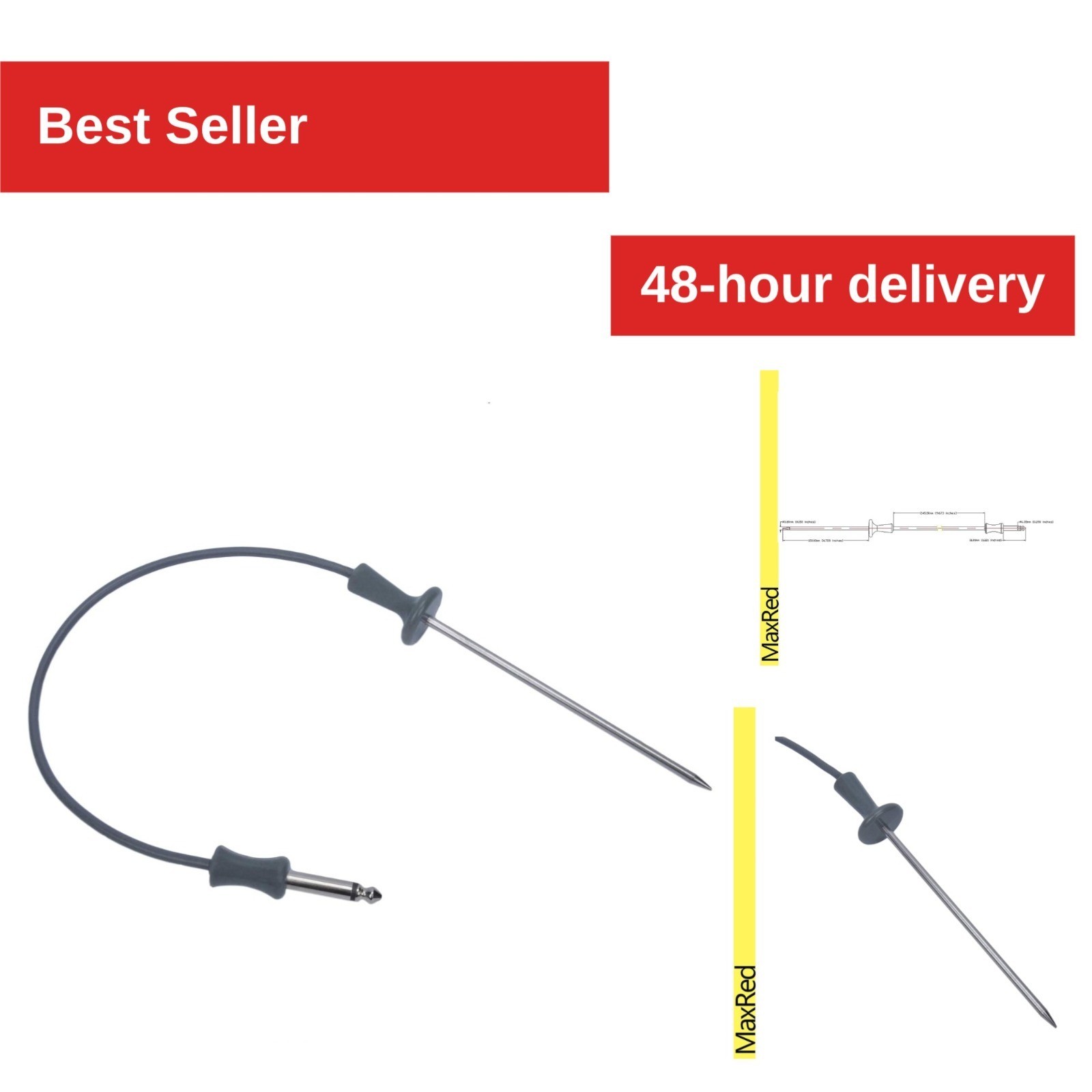 MaxRed WB20T10025 Meat Probe Thermometer - Waterproof Digital Gauge