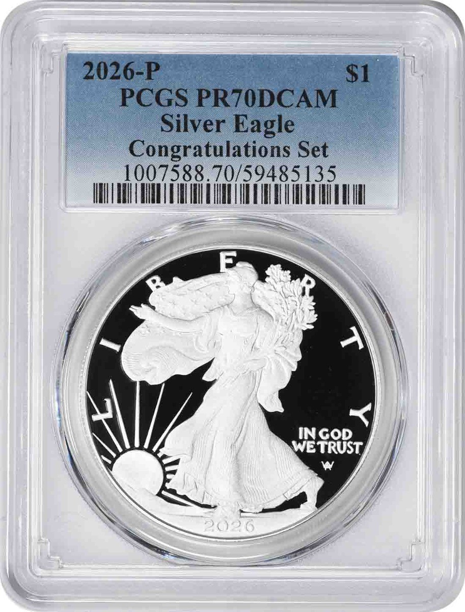 2026-P $1 American Silver Eagle Congratulations Set PR70DCAM PCGS