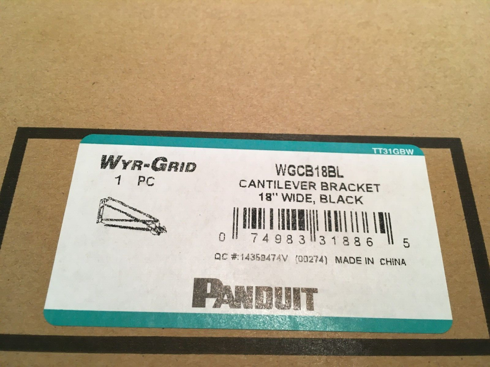 Panduit Wyr-Grid WGCB18BL Cantilever Bracket 18" Wide Black