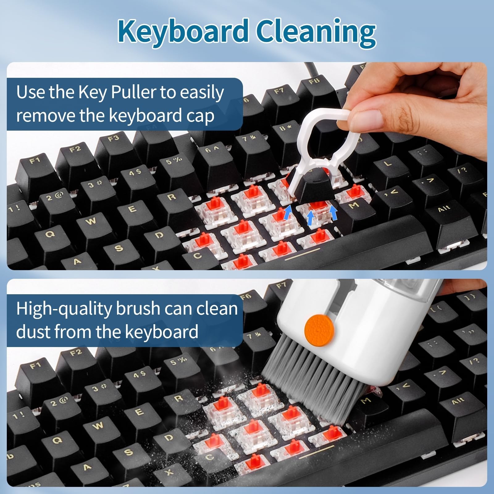 Multi-Function Keyboard Cleaner Kit for Laptops, PCs & Screens | Spray, Wipe, Br