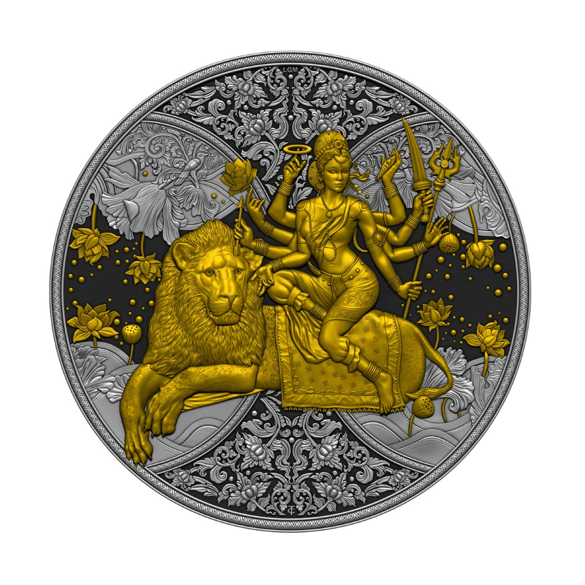 DURGA 2023 2000 Francs CFA 1 oz Silver Coin Gilded Cameroon  Le Grand Mint