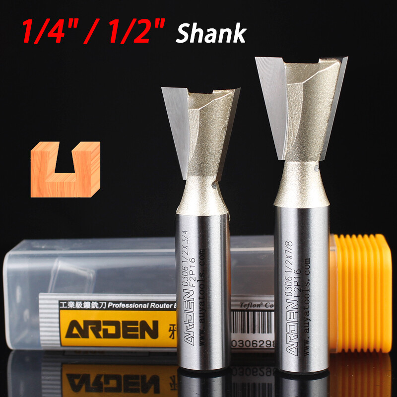 Dovetail Router Bit 1/4" 1/2" Shank Carbide Grooving Woodworking Cutter Tool New