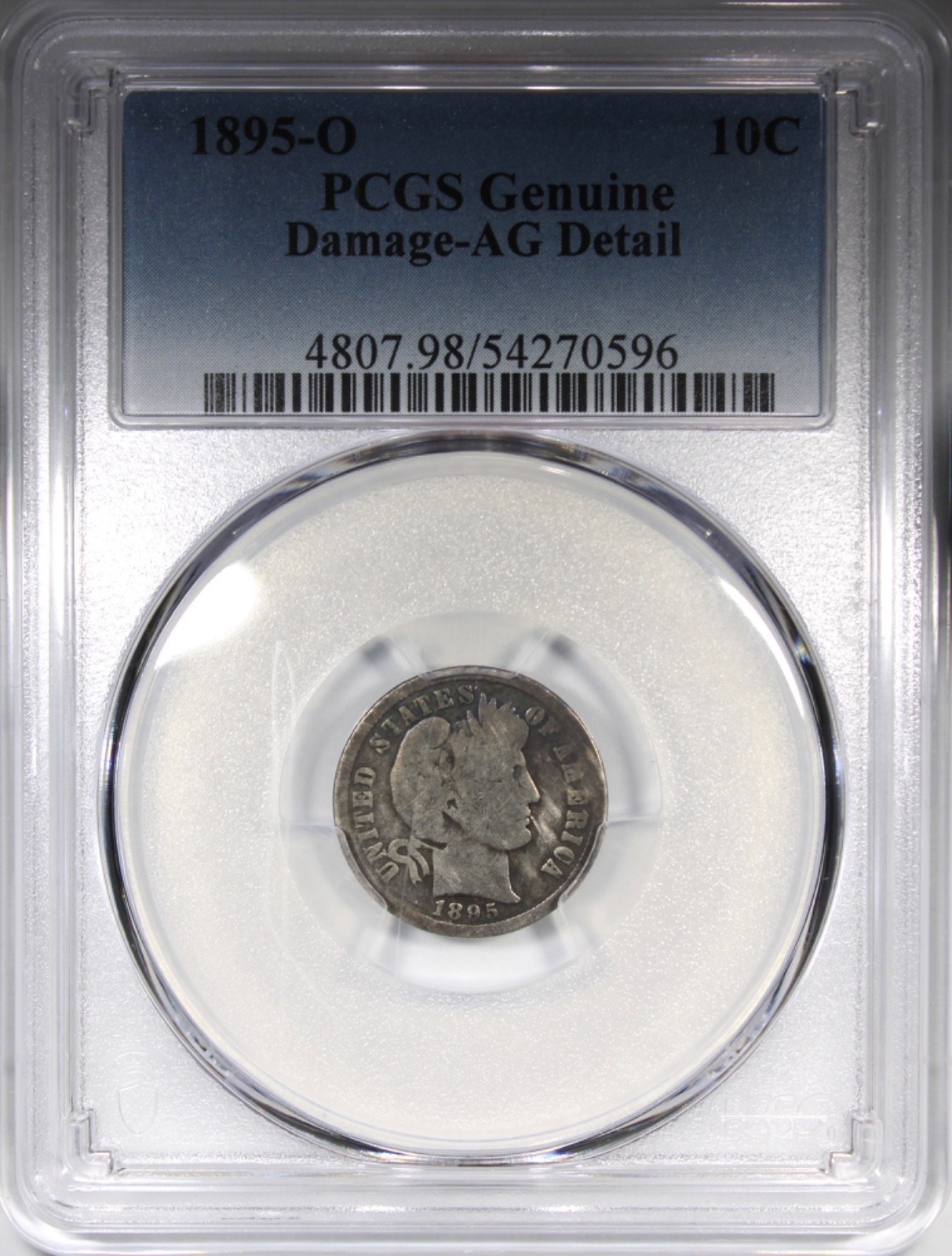 1895-O Barber Dime PCGS AG Details Damaged Circulated