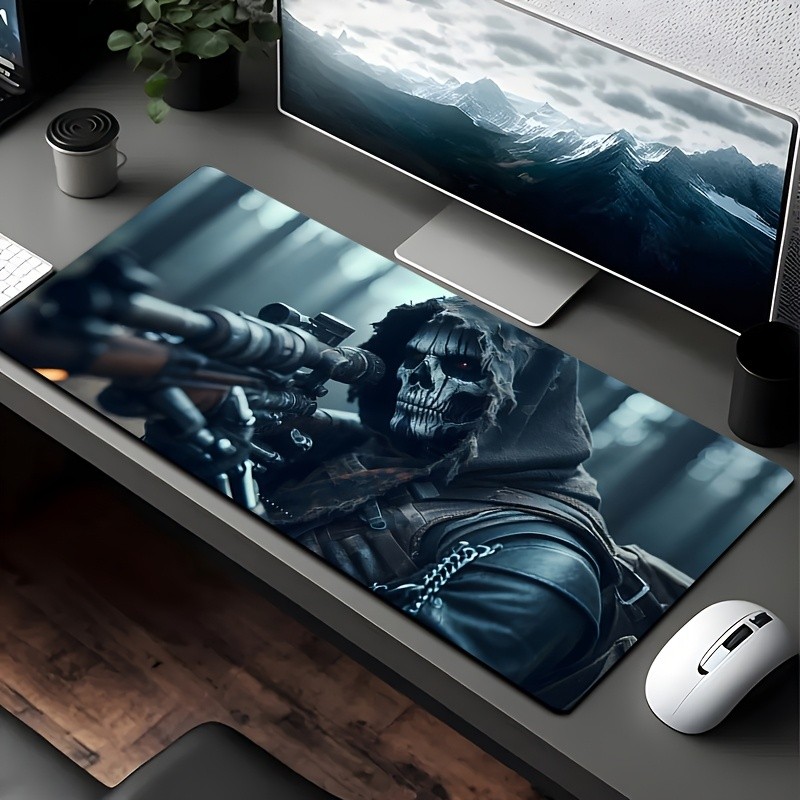 40*90cm Extended Grim Reaper Gaming Mouse Pad - Hooded Skull Sniper Stealth Desi