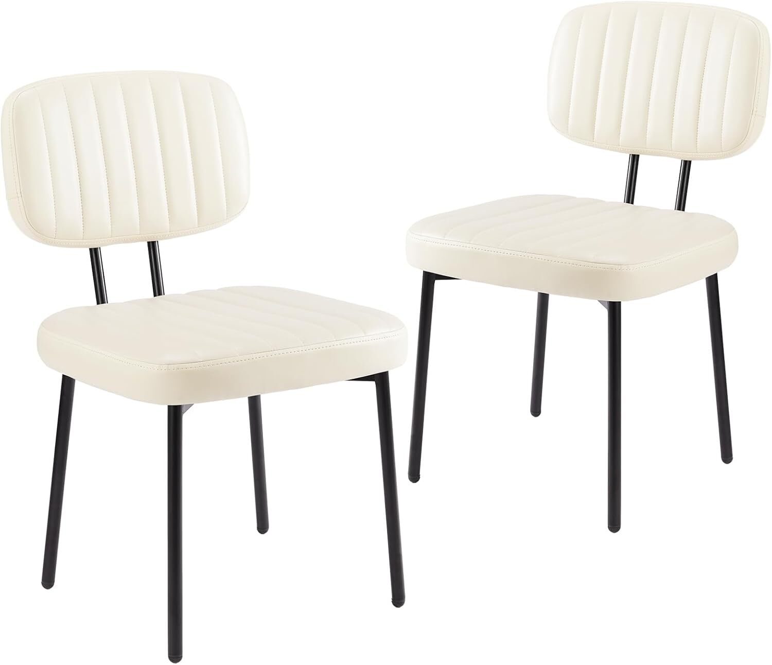2 Pcs Leather Upholstered Dining Chairs Mid Century Modern Home Kitchen Chair