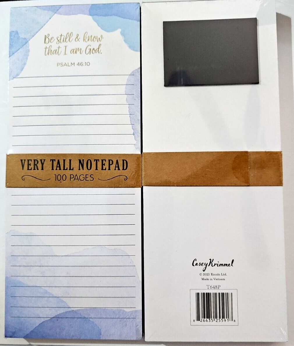 Psalm 46:10 "Be still..." Eccolo Magnetic Note Pad 100 Lined Sheets Tall 10"x4"