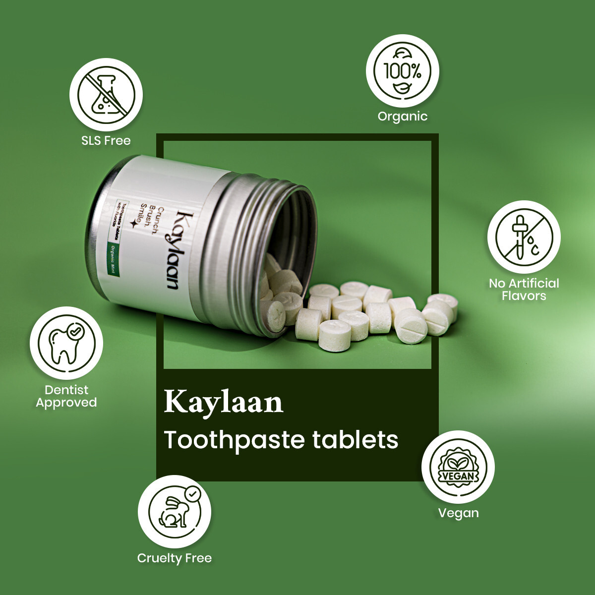 Kaylaan Fluoride Toothpaste Tablets - Mint Flavored - 90 Counts