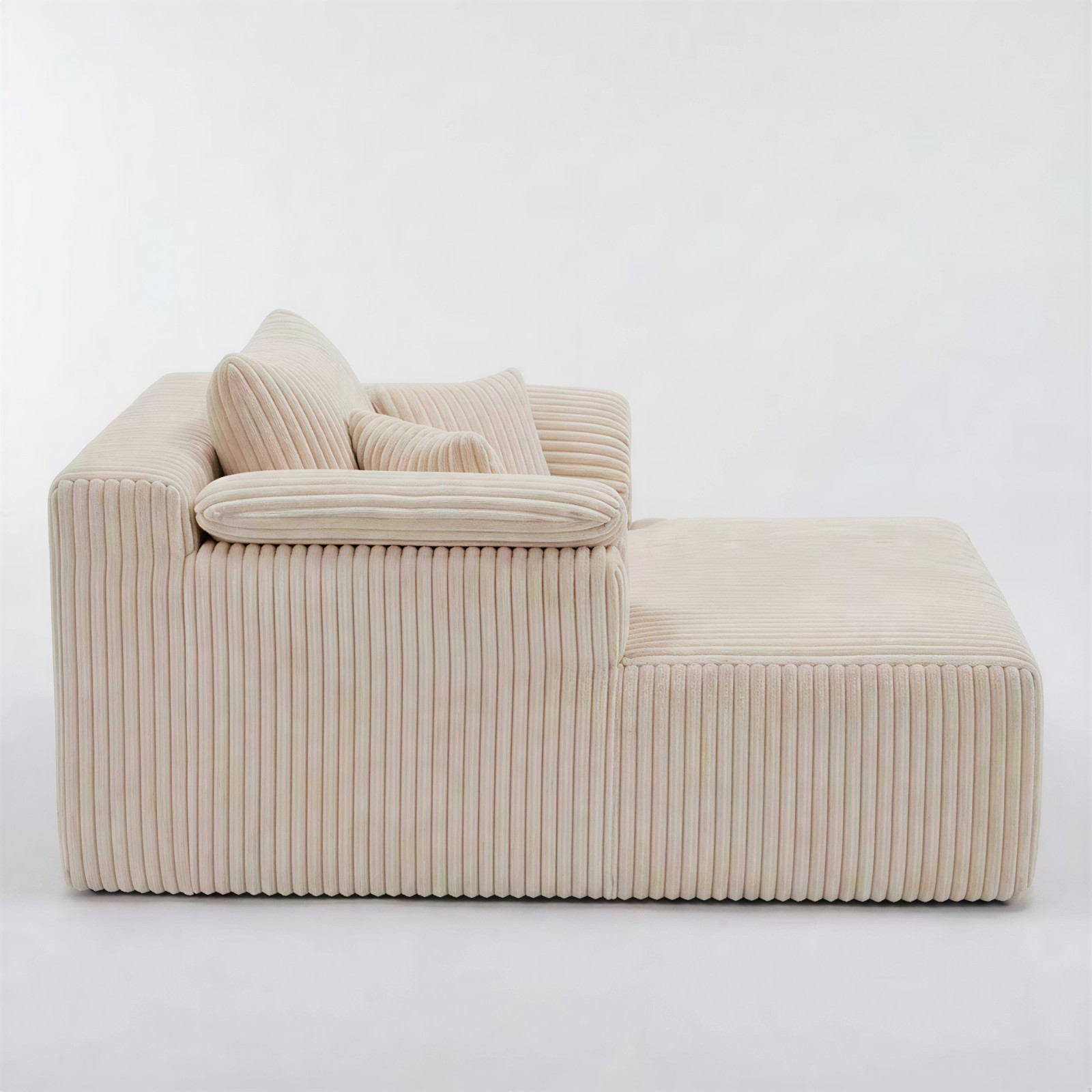 60-inch indoor oversized corduroy lounge chair, no assembly required (Beige)