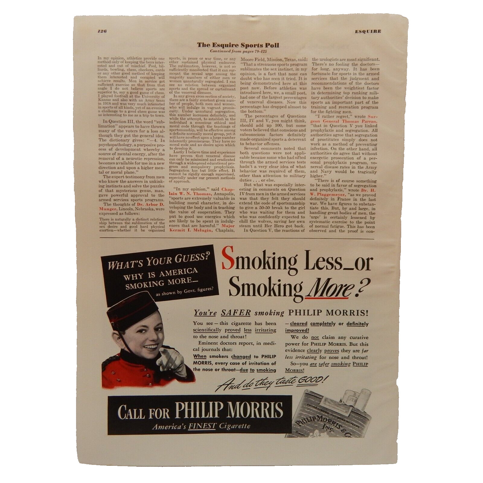 PHILIP MORRIS CIGARETTE PHILIP MORRIS INC. 1943 ADVERTISEMENT