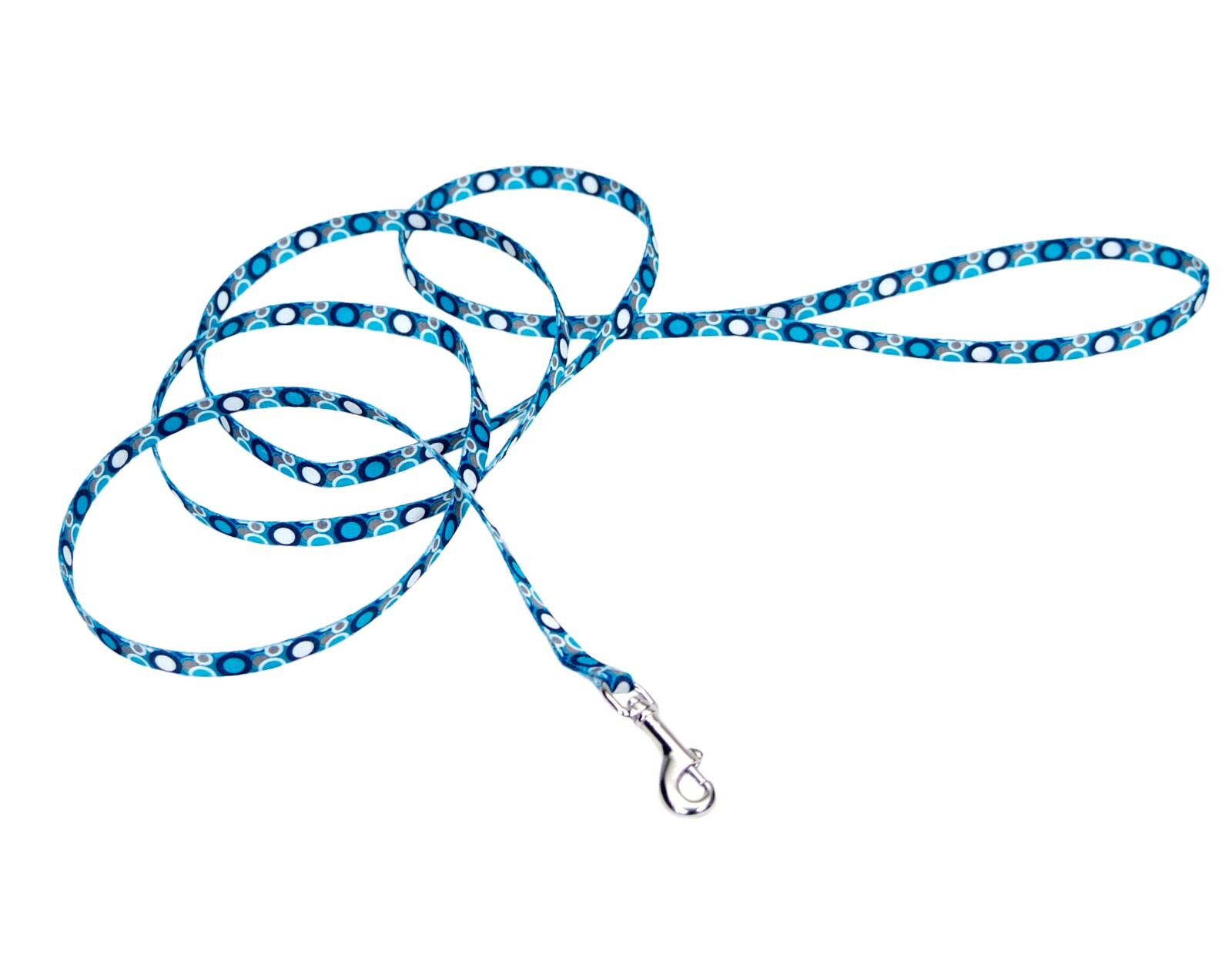 New alliance products  Dog Lead Leash Ribbon Nylon Swivel 6' blue dot circle nwt