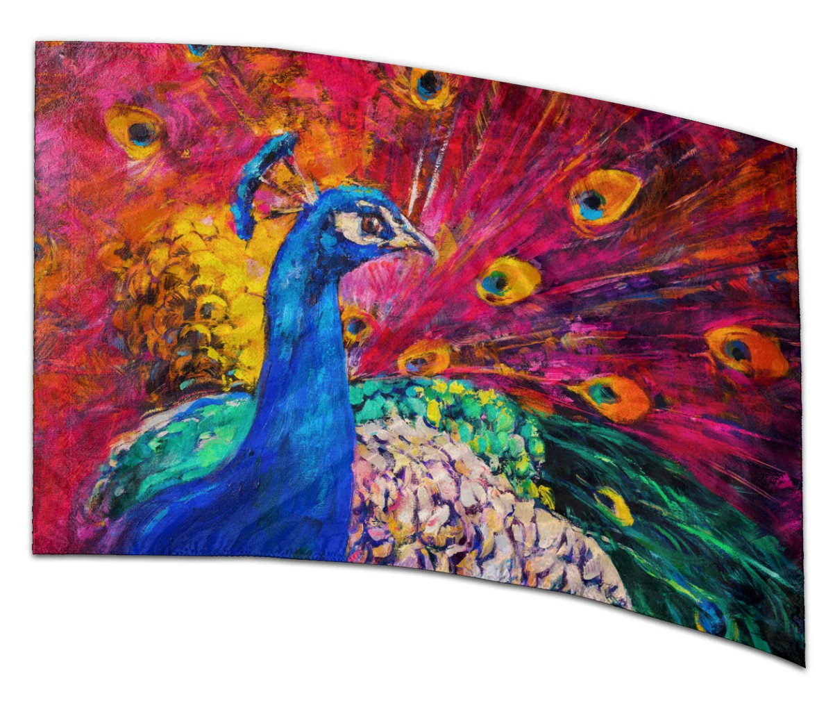 COLOR GUARD FLAGS VIBRANT PLUMAGE BURST SILKS - NEW - 36" x 54" Standard Curved