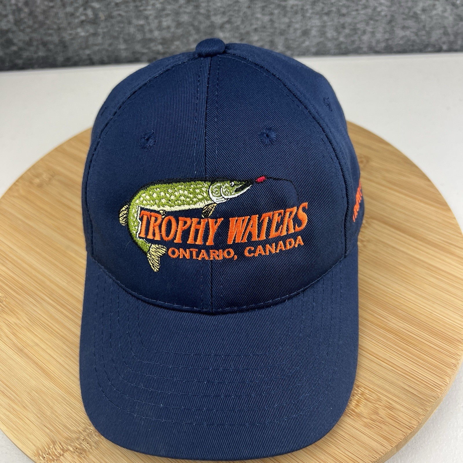 Trophy Waters Ontario Canada Fishing Guide Hat Cap Strapback Adjustable Blue