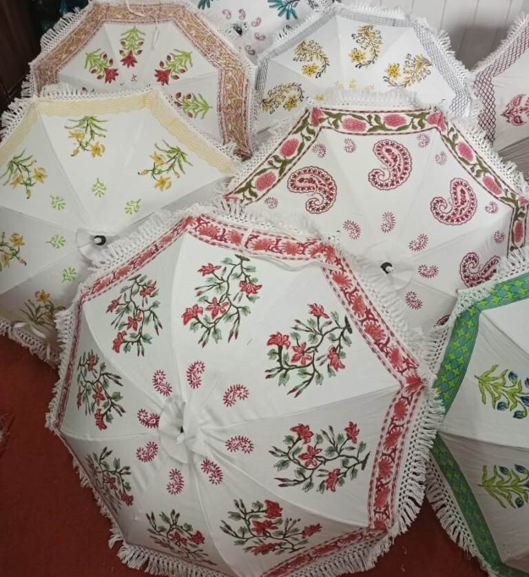 Canvas Wedding Umbrella Lot Pcs Parasol Indian Decorative Handmade Cotton Party