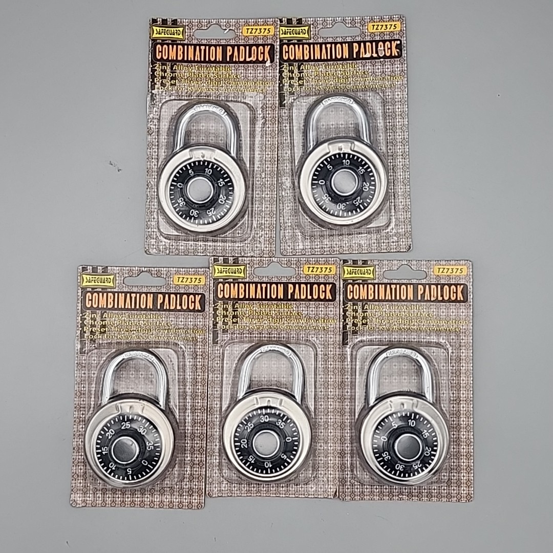 5 X Safeguard TZ7375  Combination Padlock 2" Chrome