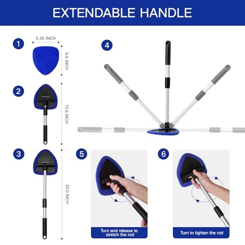 11pcs Windshield Cleaner Tool, Car Window Cleaning Wash Kit with 6 Blue