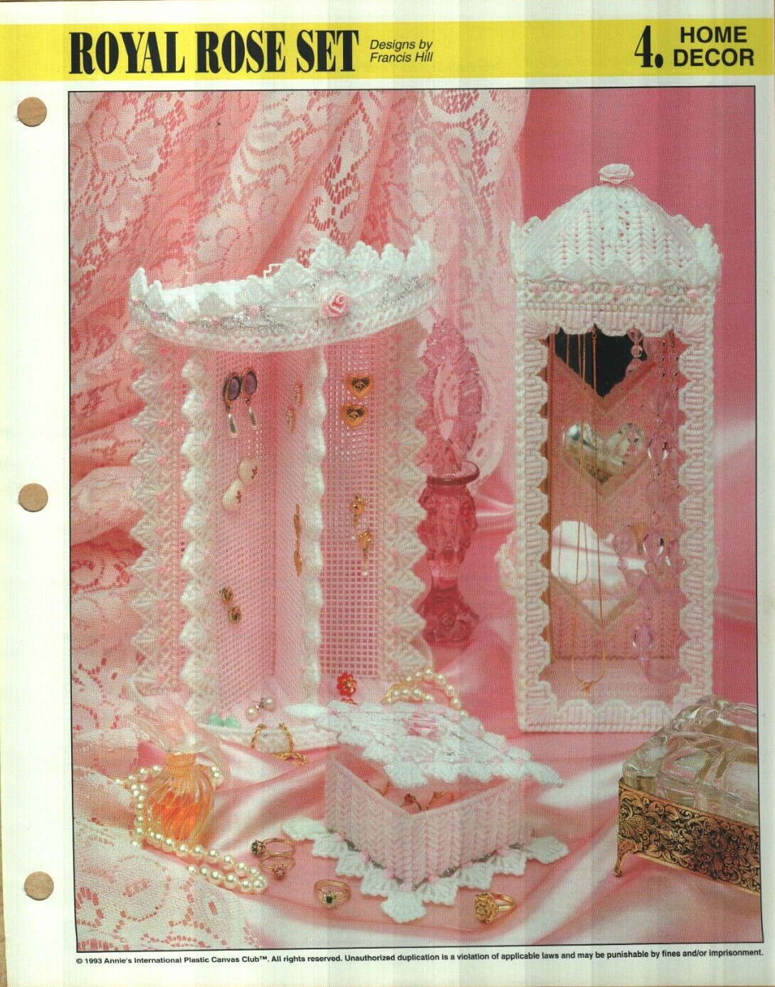 NEW ROYAL ROSE SET JEWELRY HOLDER ANNIE'S PLASTIC CANVAS PATTERN INSTRUCTIONS