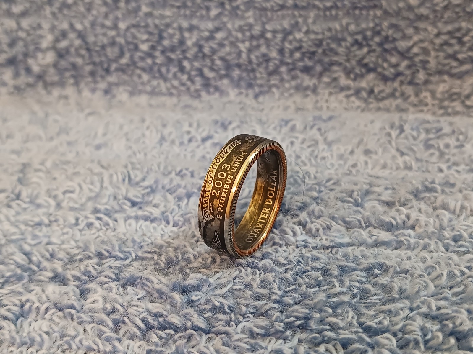 Alabama Handcrafted Washington Quarters coin ring, size 8 2003