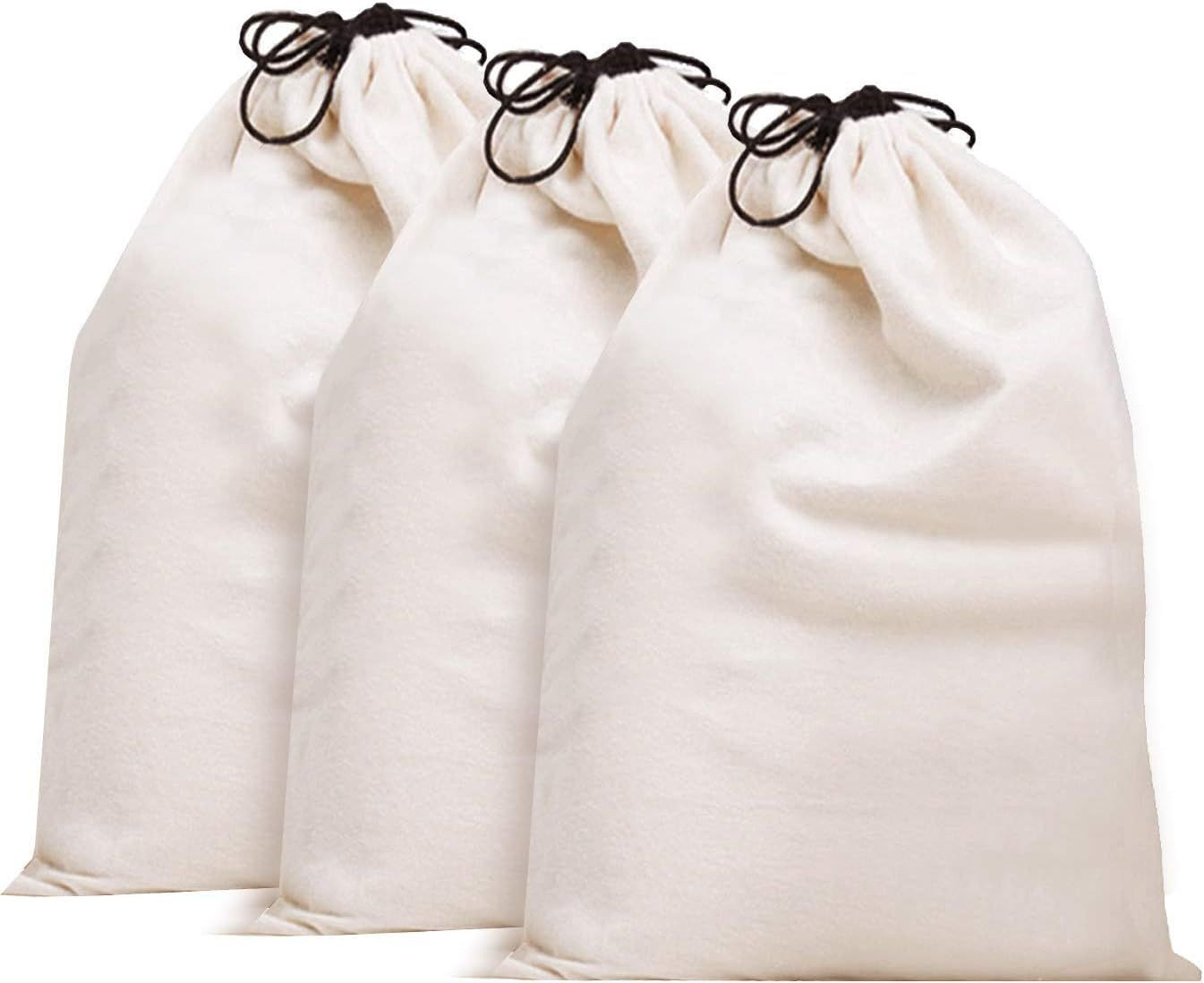MISSLO Cotton Breathable Dust-proof Drawstring Storage Pouch Bag Large, Beige