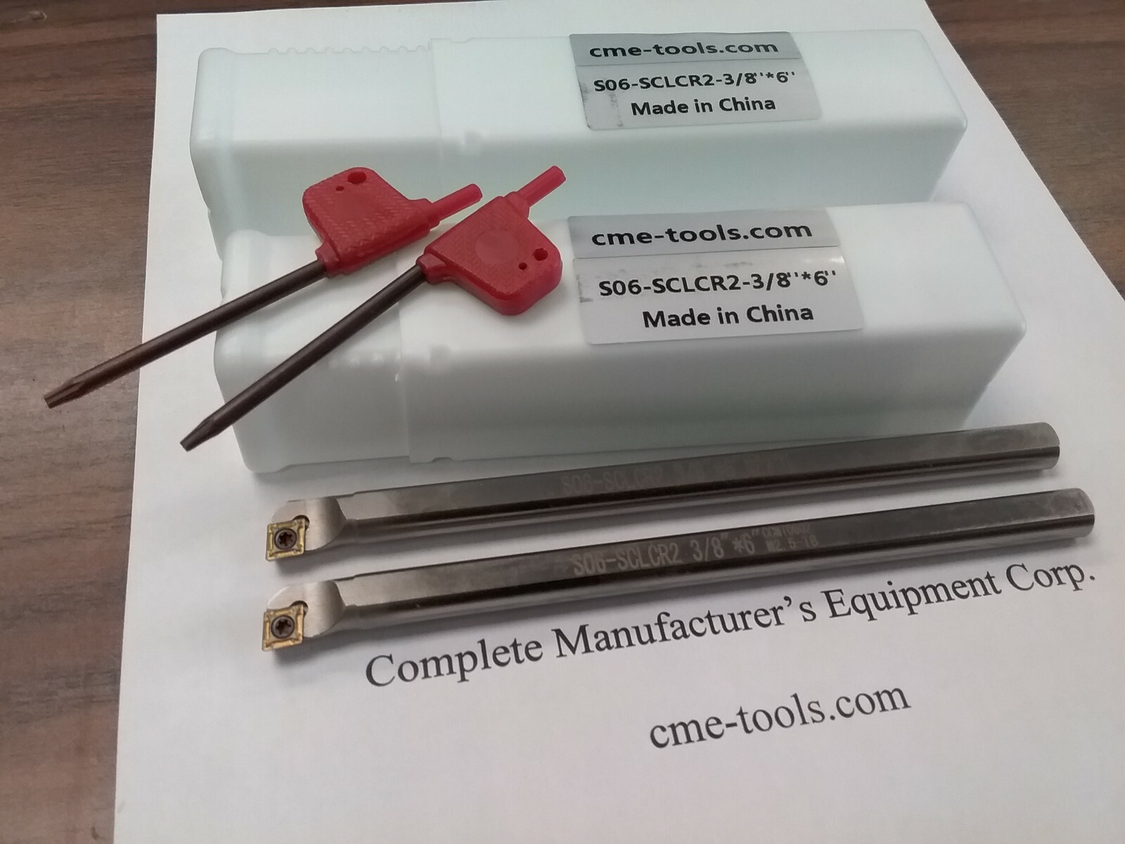 2pcs 3/8" Indexable Boring Bar, S06-SCLCR2, 3/8x6" OAL w.CCMT Insert, 1004-IDX38