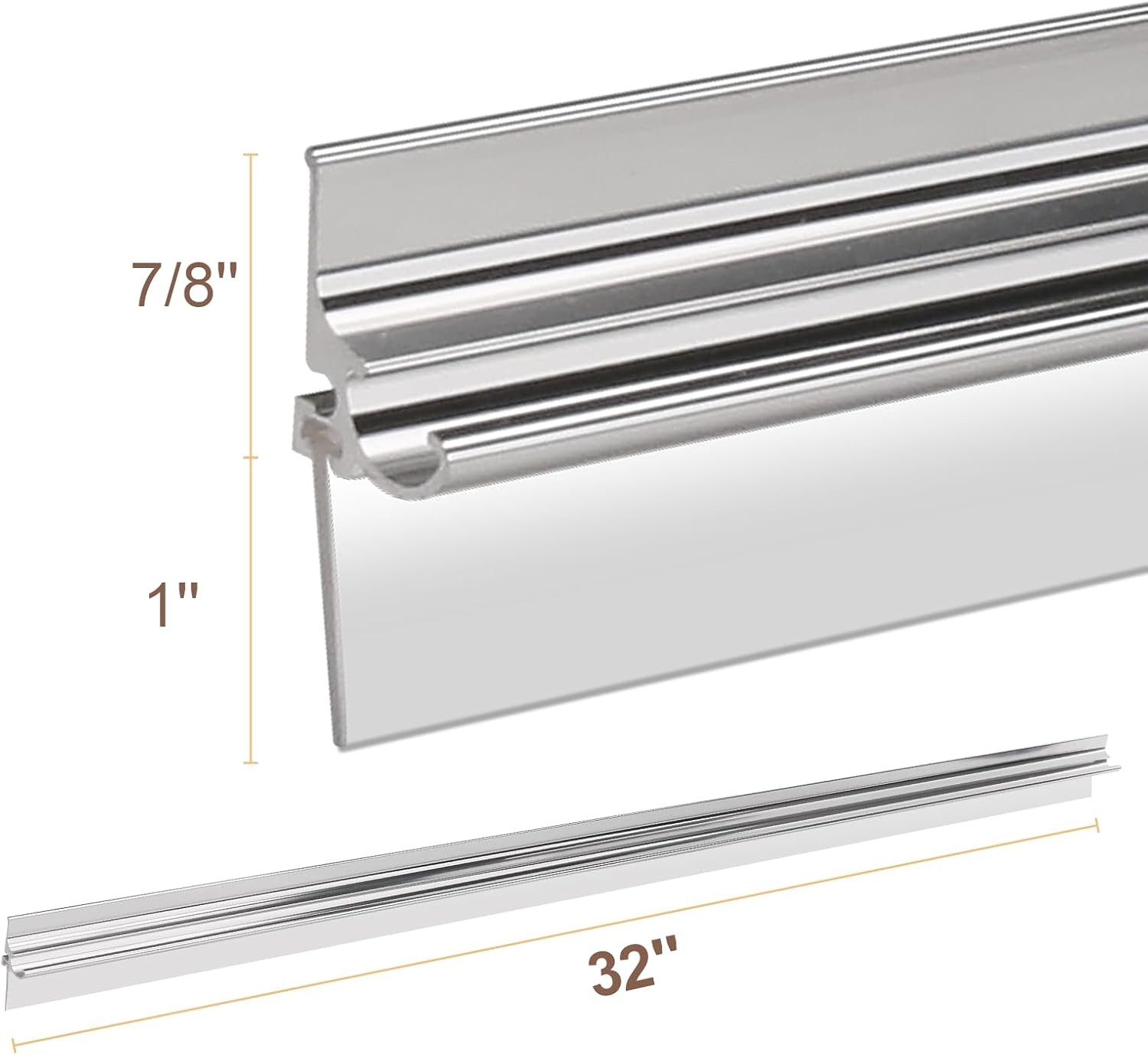 32” Shower Door Drip Rail With Sweep compatible with Chrome Framed Shower Door