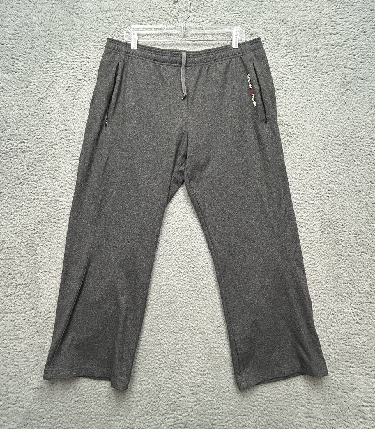 Reebok CrossFit Sweatpants Mens L Gray Zip Pockets Elastic Waist Drawstring