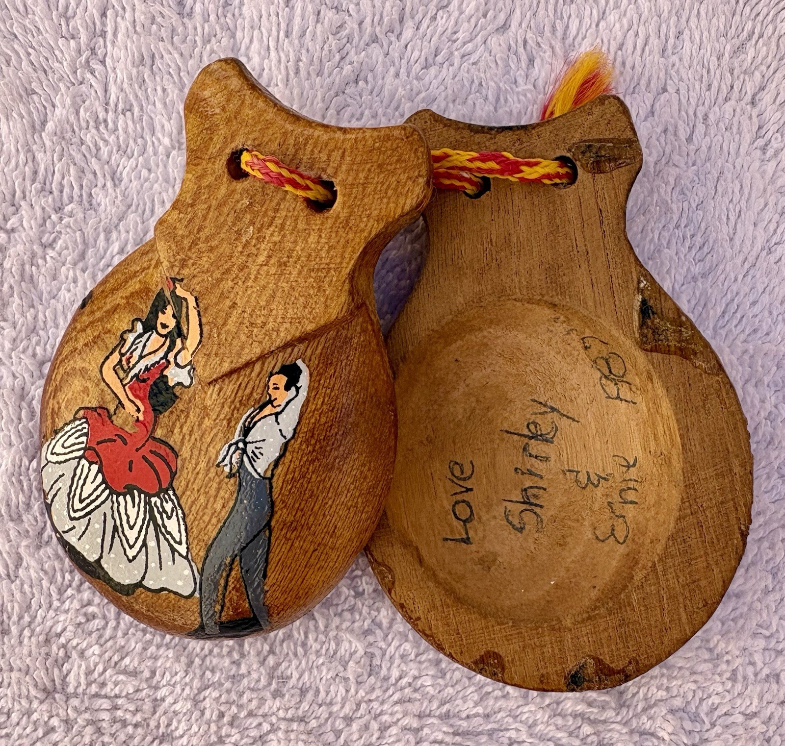 Vintage Flamenco Spanish Wooden Castanets 1980s Music Souvenir Hand Painted