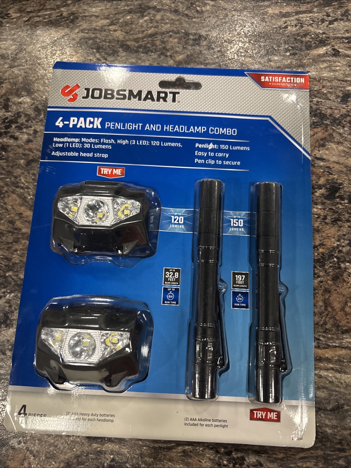 Jobsmart 4 Pack Penlight And Headlamp Combo