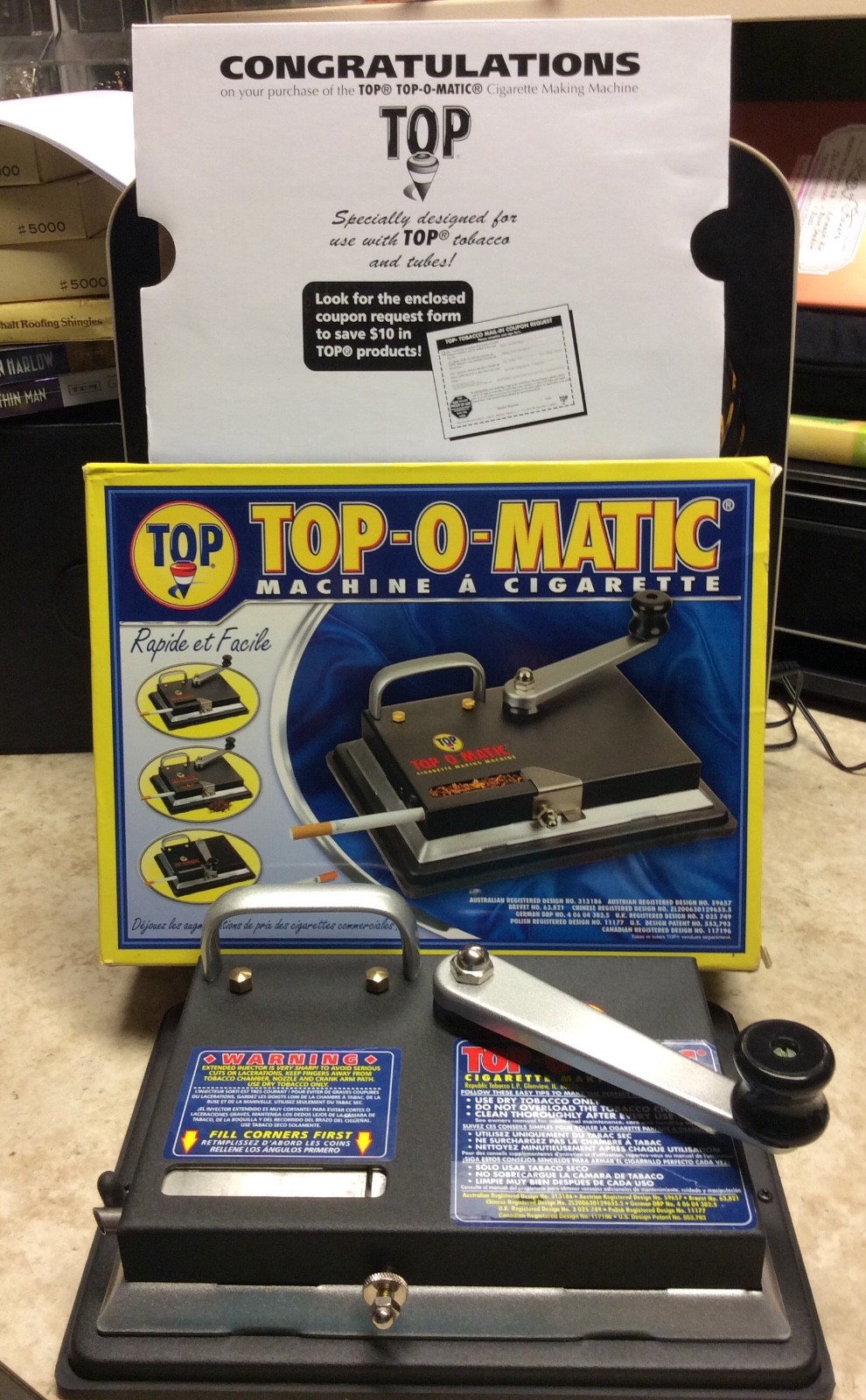 Preowned Top-O-Matic Cigarette Rolling Machine 100mm size only
