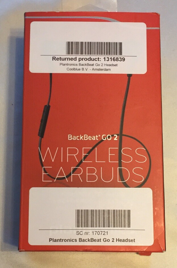 Plantronics BackBeat GO 2 Wireless Bluetooth Stereo Earbuds OPEN Box - BLACK