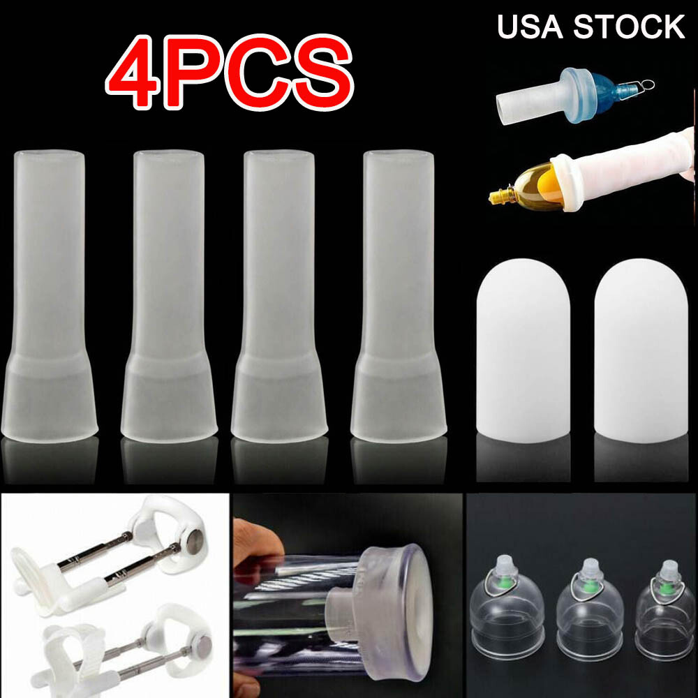 For Extender Stretcher Max Vacuum Enlargement Male Penis Silicone Sleeve 4Pcs US