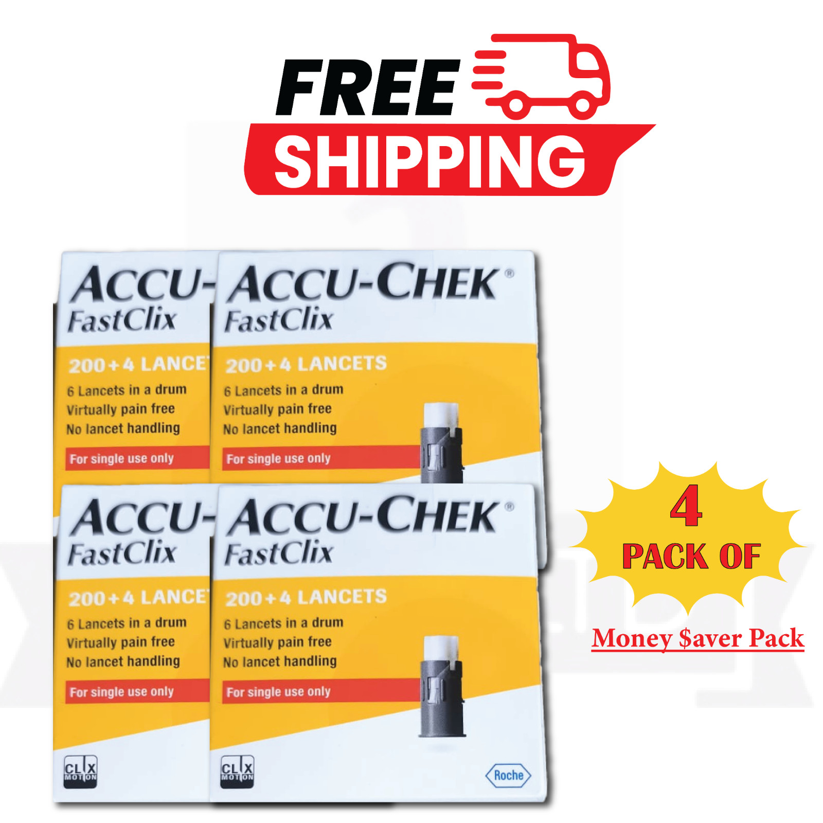 4XAccu-Chek Fa$tClix 204 Lancets Blood Glucose Testing Diabetic Supply Pack