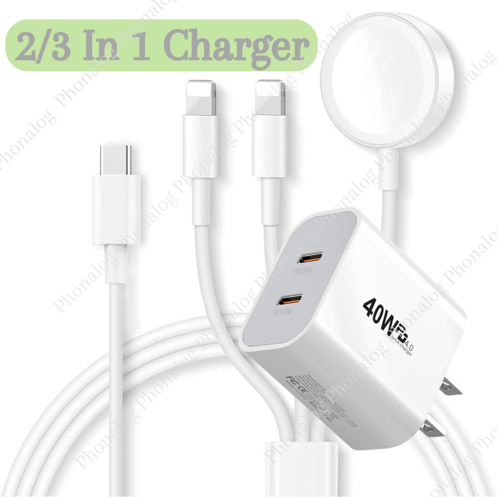 Magnetic Fast Charger Cable USB C Block For Apple Watch 7/6/5/4/3/2/1/SE iPhone