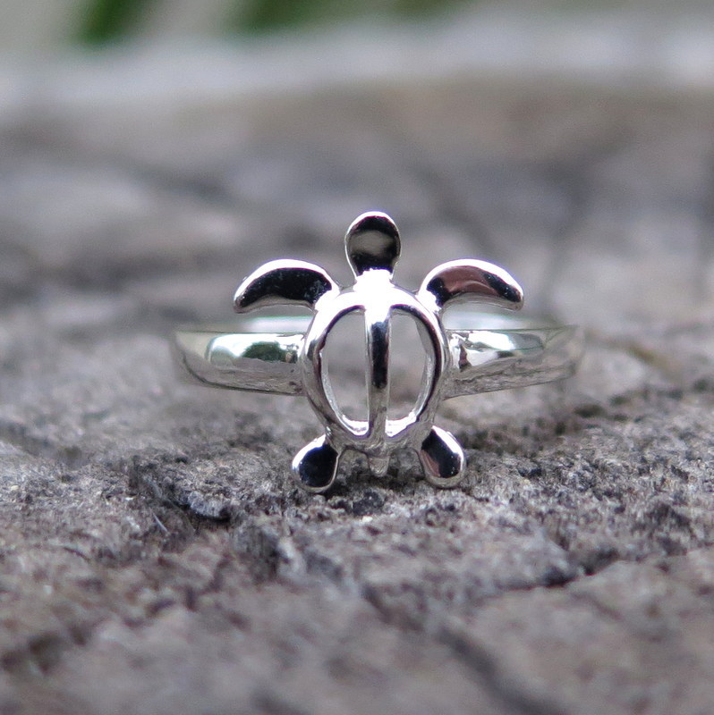 Hawaiian Hawaii Honu Sterling Silver Turtle Silver Shell Open Toe Ring TR1311