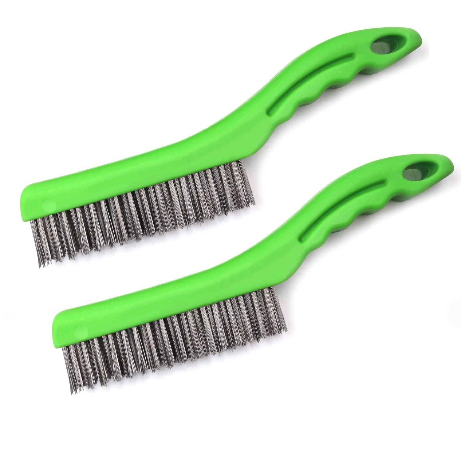 Wire Brush Set 2 PCS, Stainless Steel Wire 10 Inch with Plastic Handle Descal