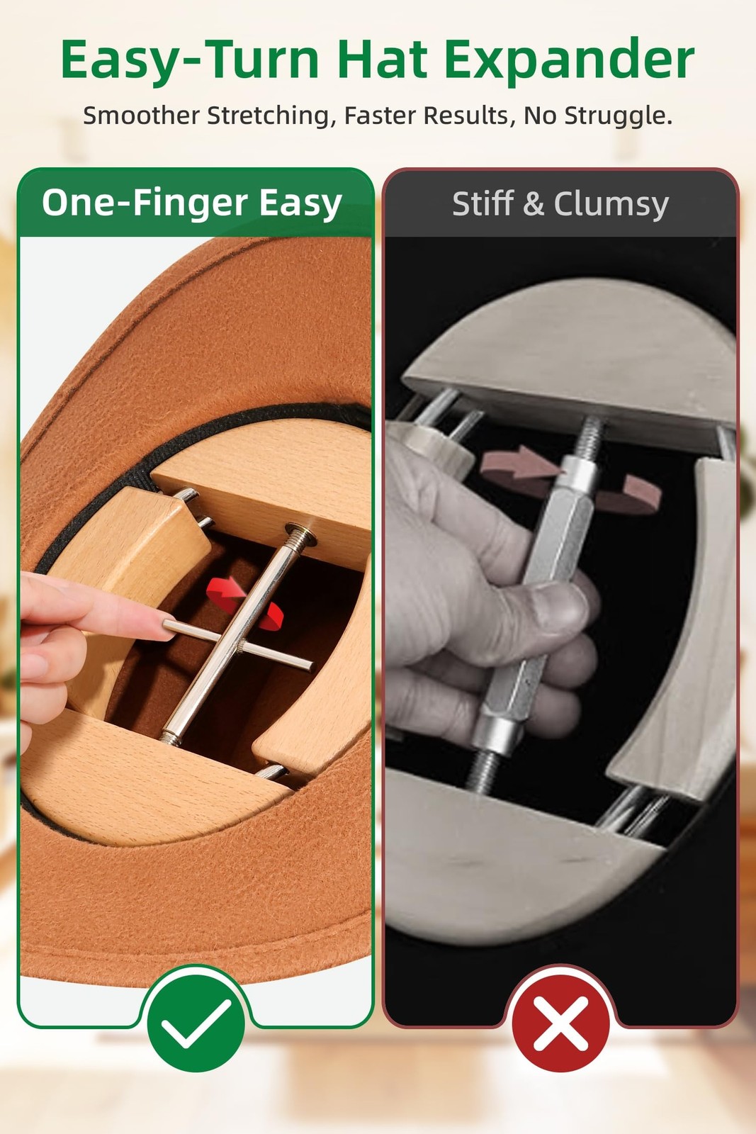 Cowboy Hat Stretcher for Fitted Hats Large Size Cowboy Hat Stretcher 4-Way Ex...