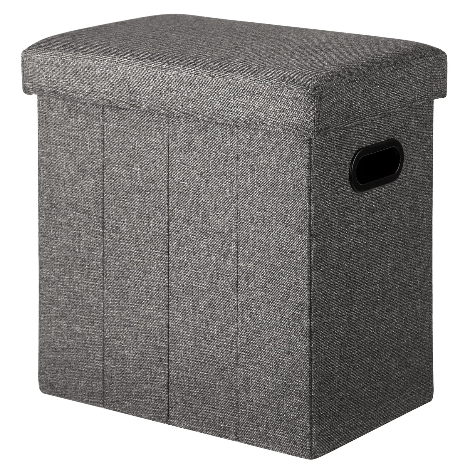 Collapsible Fabric Ottoman with Storage 16.5x16.5x10.6in Footrest Gray