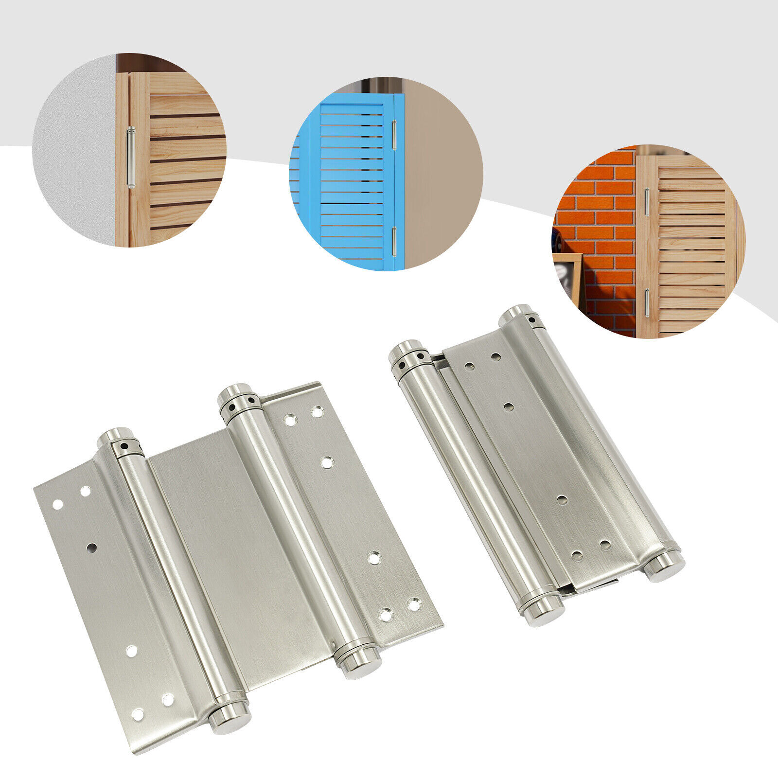 2 PCS Stainless Steel Cafe Saloon Door Self Closing Double Action Spring Hinges