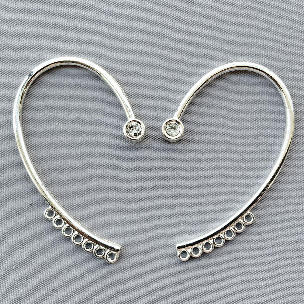 Left Right Ear 7 Loop Ear Cuff Earrings 56x36mm Silver Plated Q2 Pair Per Pkg