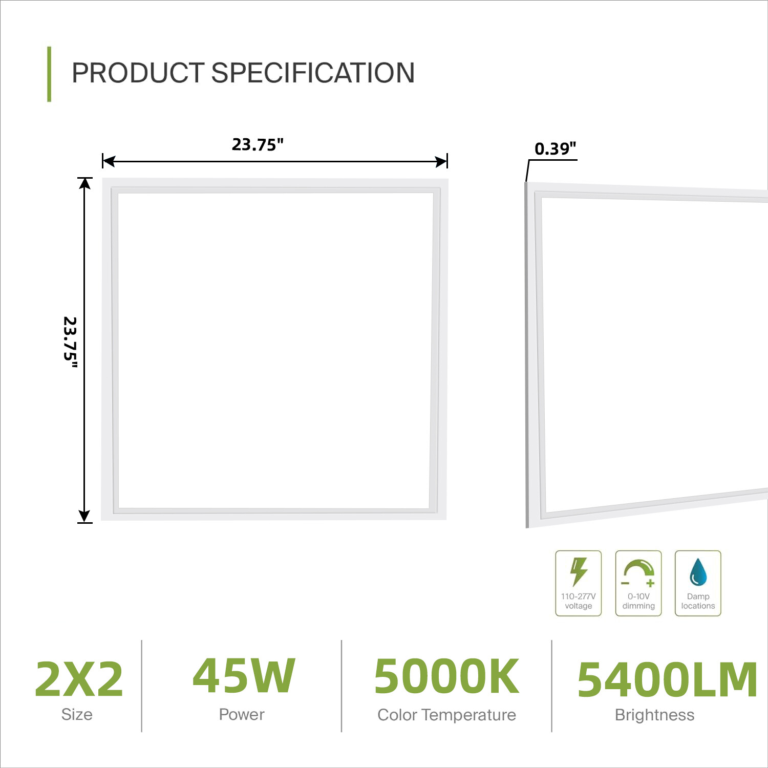 8 Pack 2x2Ft LED Panel Light Drop Ceiling Flat Panel Recessed Troffer Fixtures