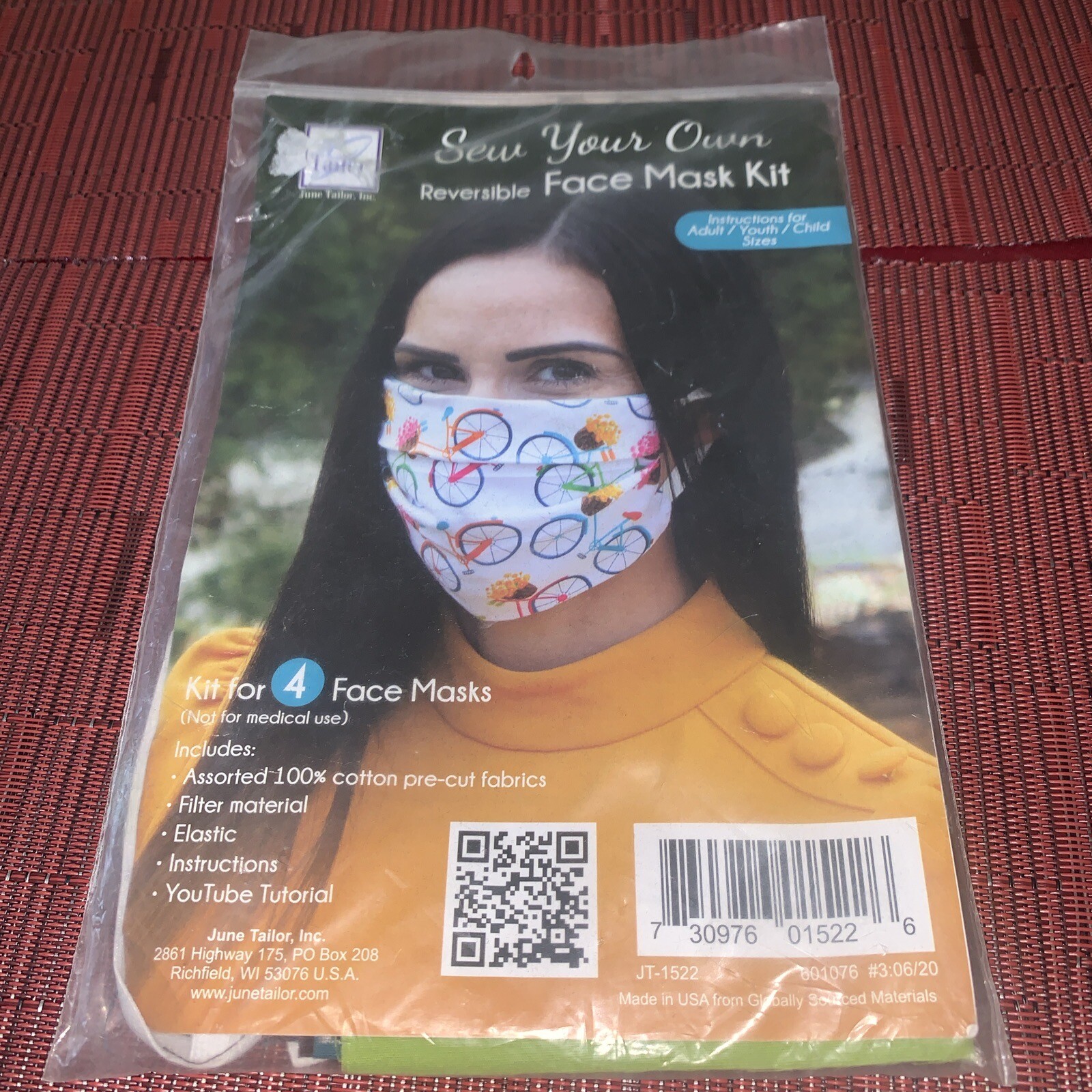 June Tailor Sew Your Own Reversible Face Mask Crafting Kit Of 4 Pre-Cut