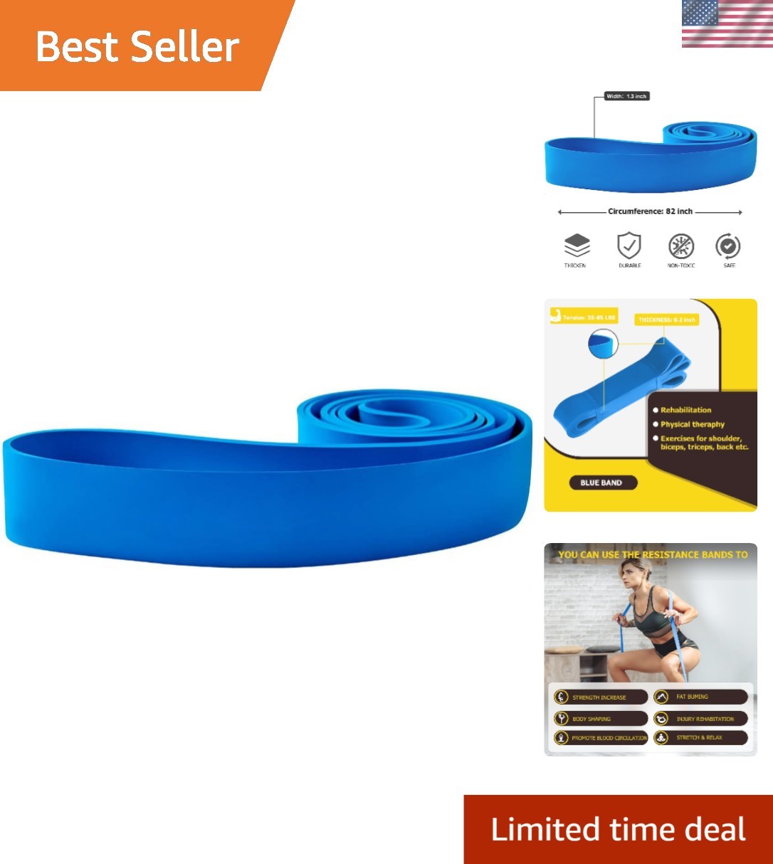 Eco-Friendly Pull-Up Assistance Bands for Versatile Muscle Training - Dark Blue