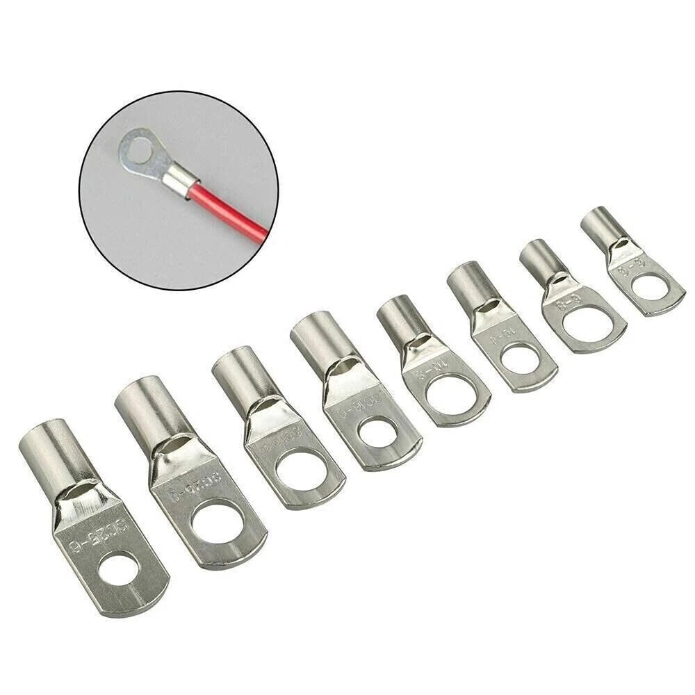 140Pcs Battery Cable Lugs Eyelets Copper Ring Terminals Crimp Wire Connectors US