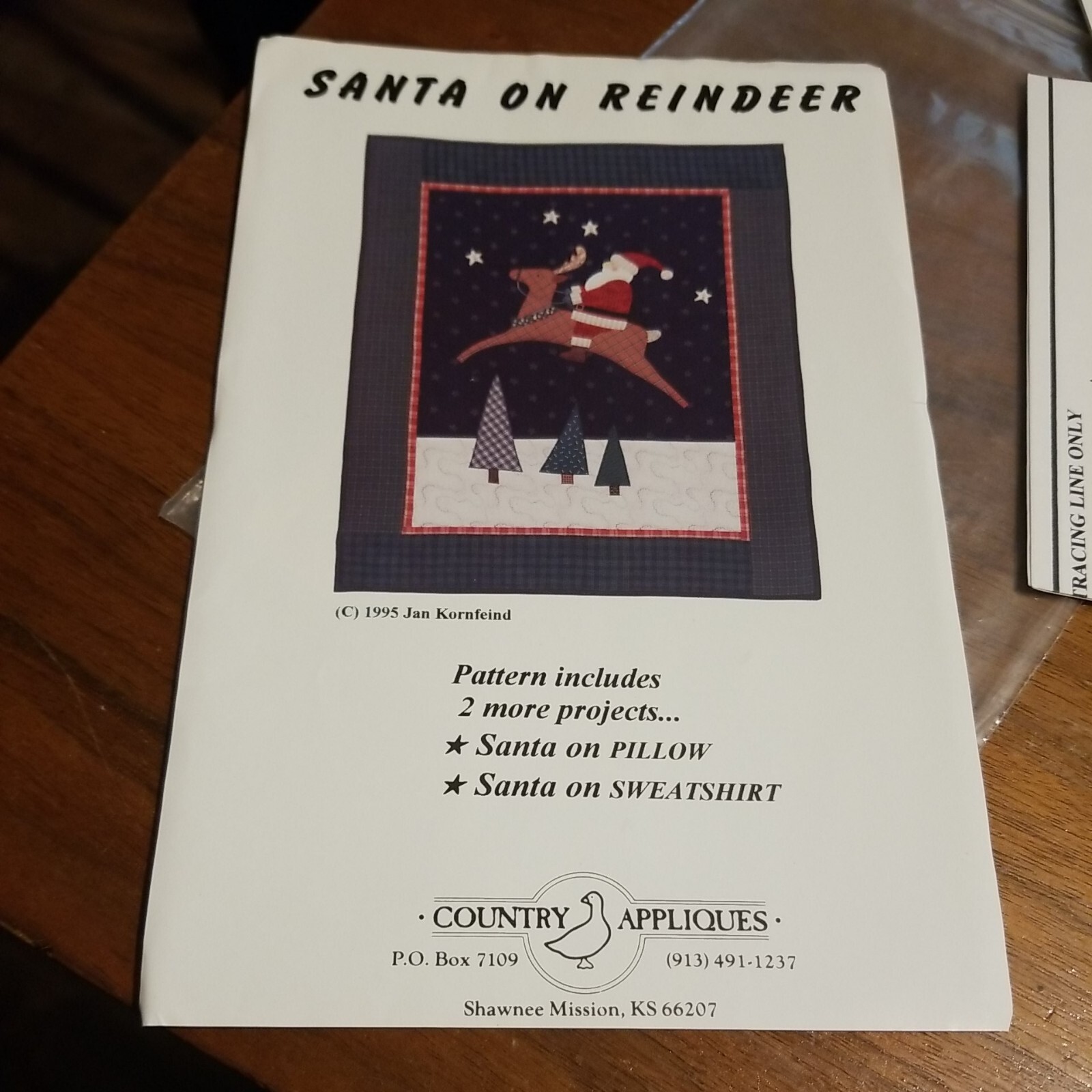 Santa On Reindeer 1995 Country Appliques Uncut
