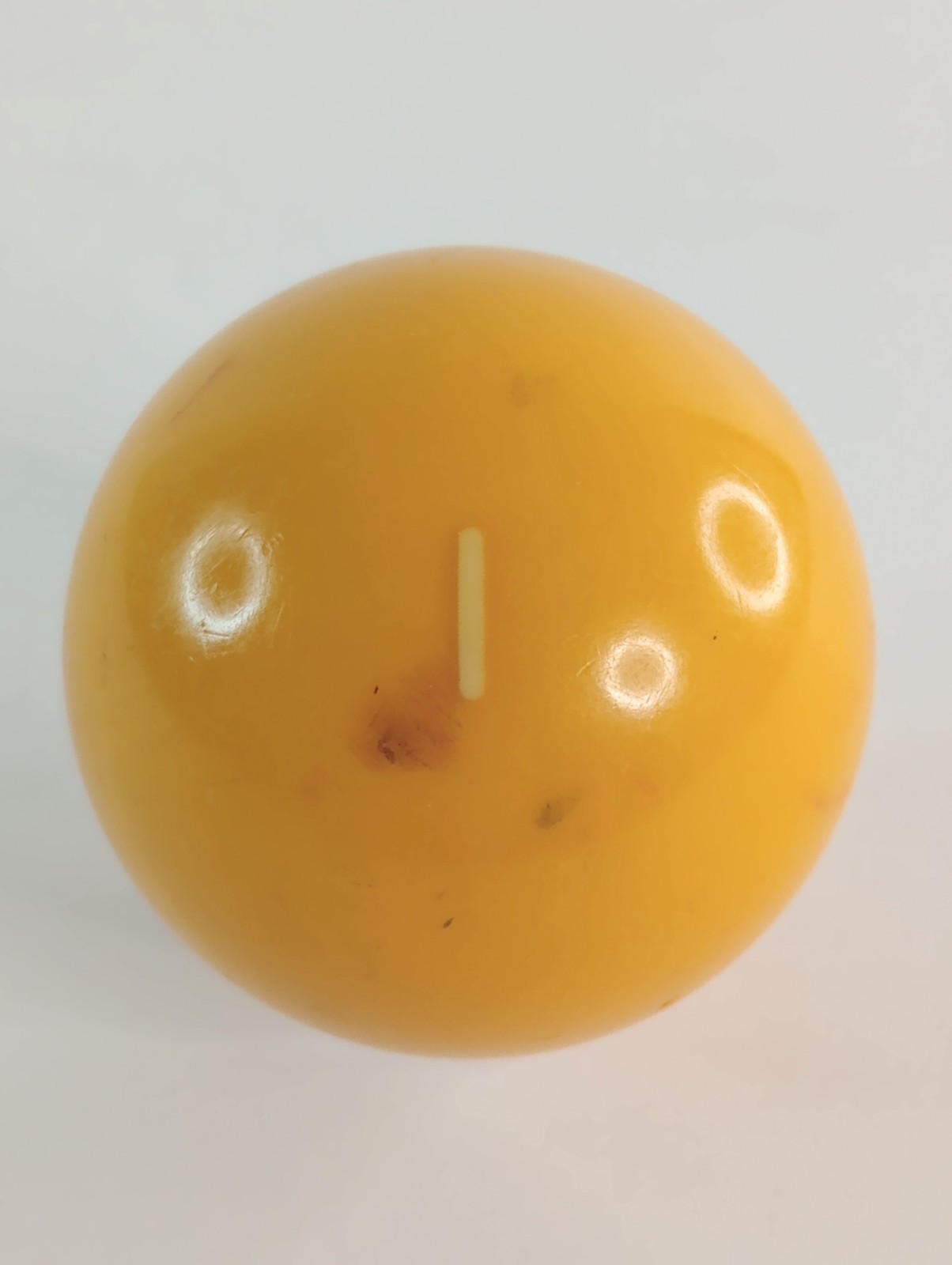 Vtg #1 NO-CIRCLE POOL BALL - Solid Yellow Favorite Lucky # Make Into Shift Knob