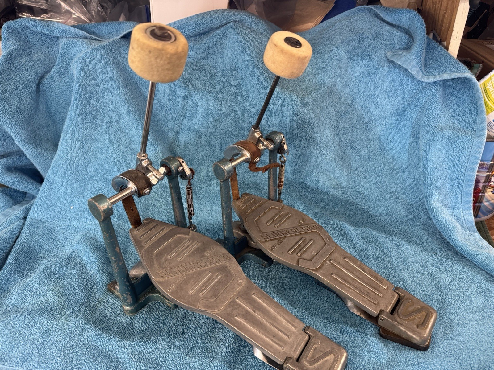 Slingerland Bass Drum Pedal Chicago Vintage, Matched set of 2 pedals Tempo King