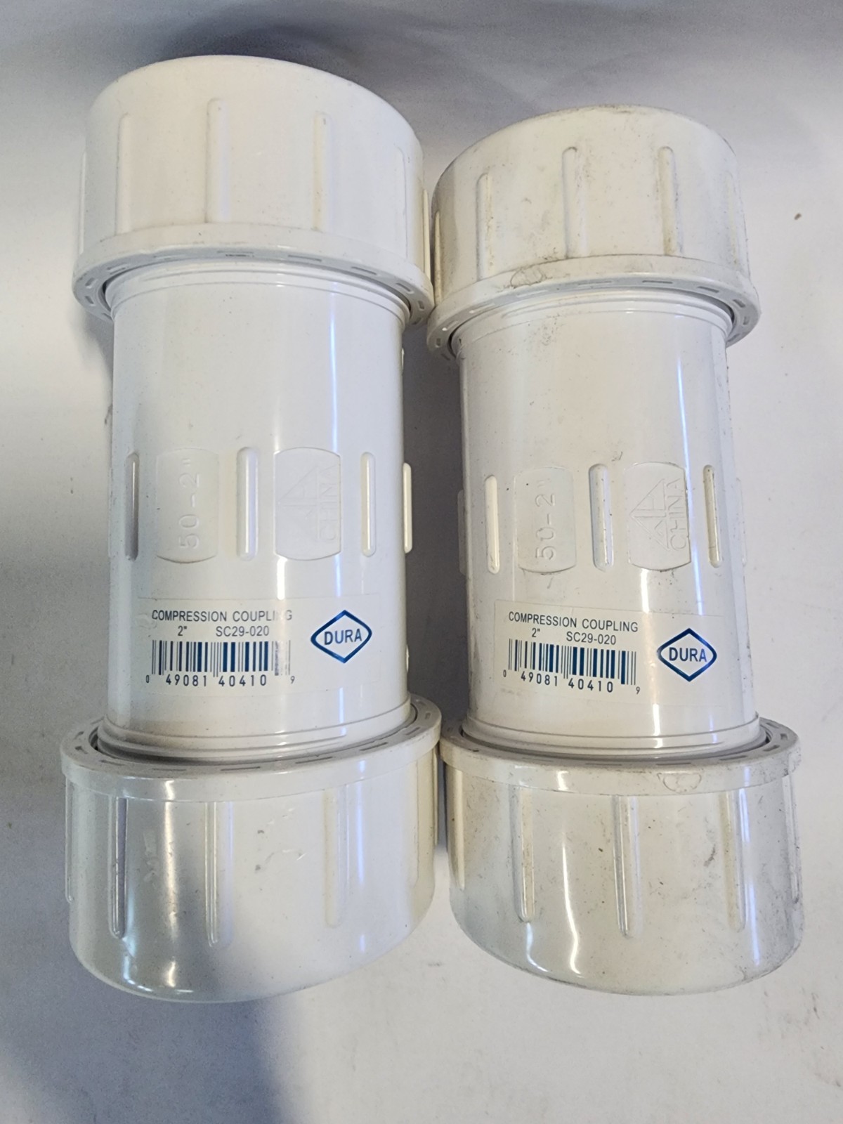 2 Pack Dura SC29-020 2" 150 PSI White PVC Compression Coupling Brand New