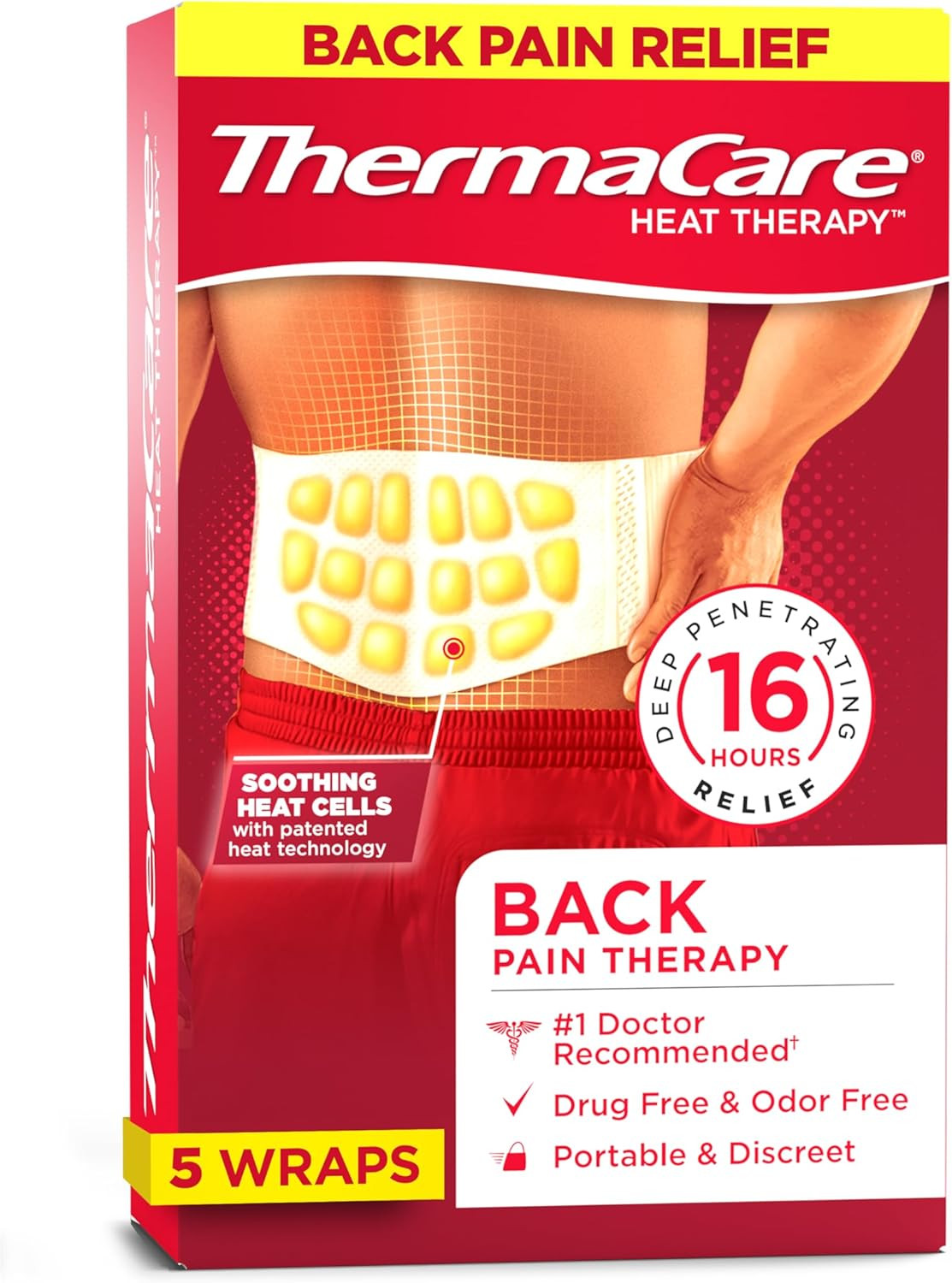 Advanced Back & Hip Heatwraps - Adhesive, Disposable Heat Therapy Pads for Lower