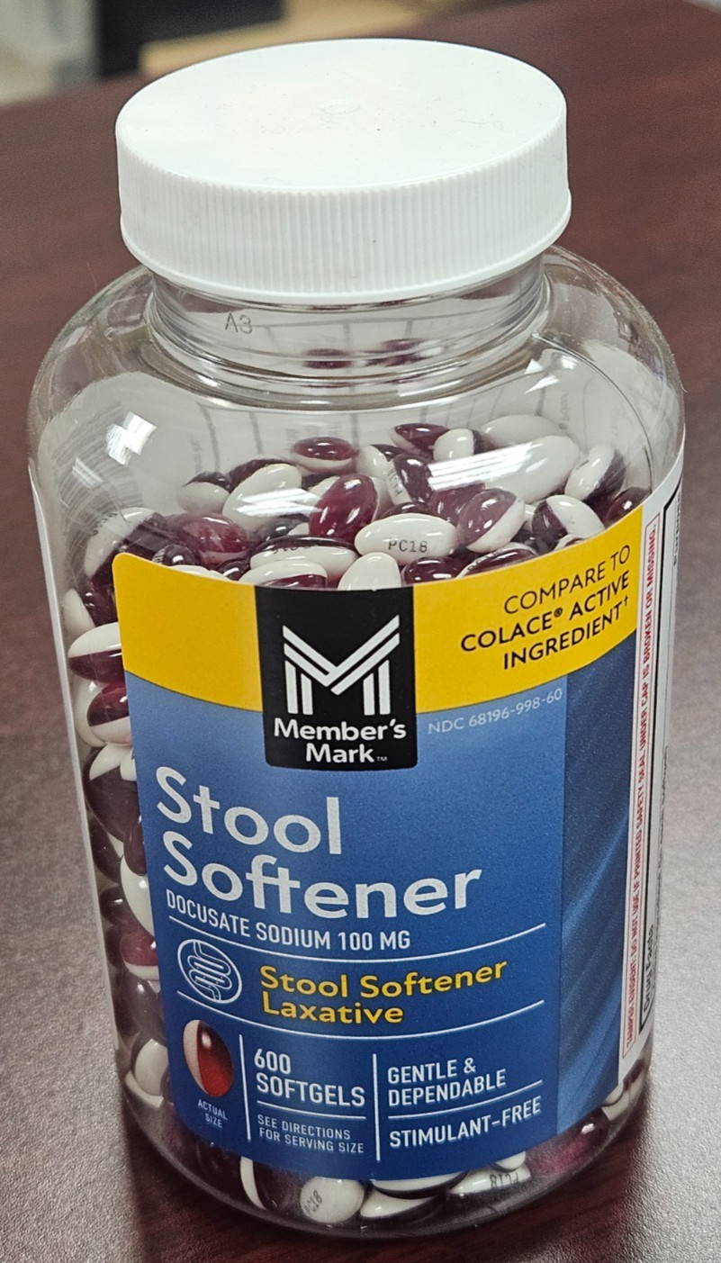 Member's Mark Stool Softener Docusate Sodium 100mg Regular Strength 600 Exp 8/27