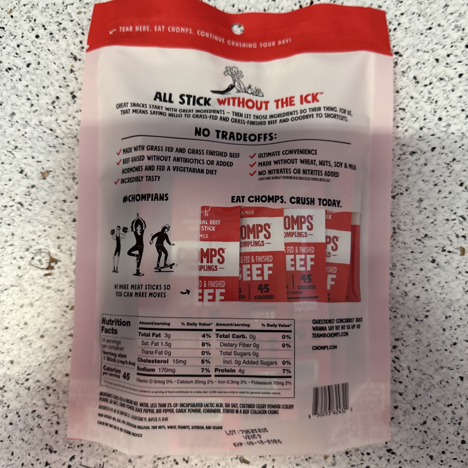 Chomps Original Beef Chomplings Protein Snacks Exp 08/26